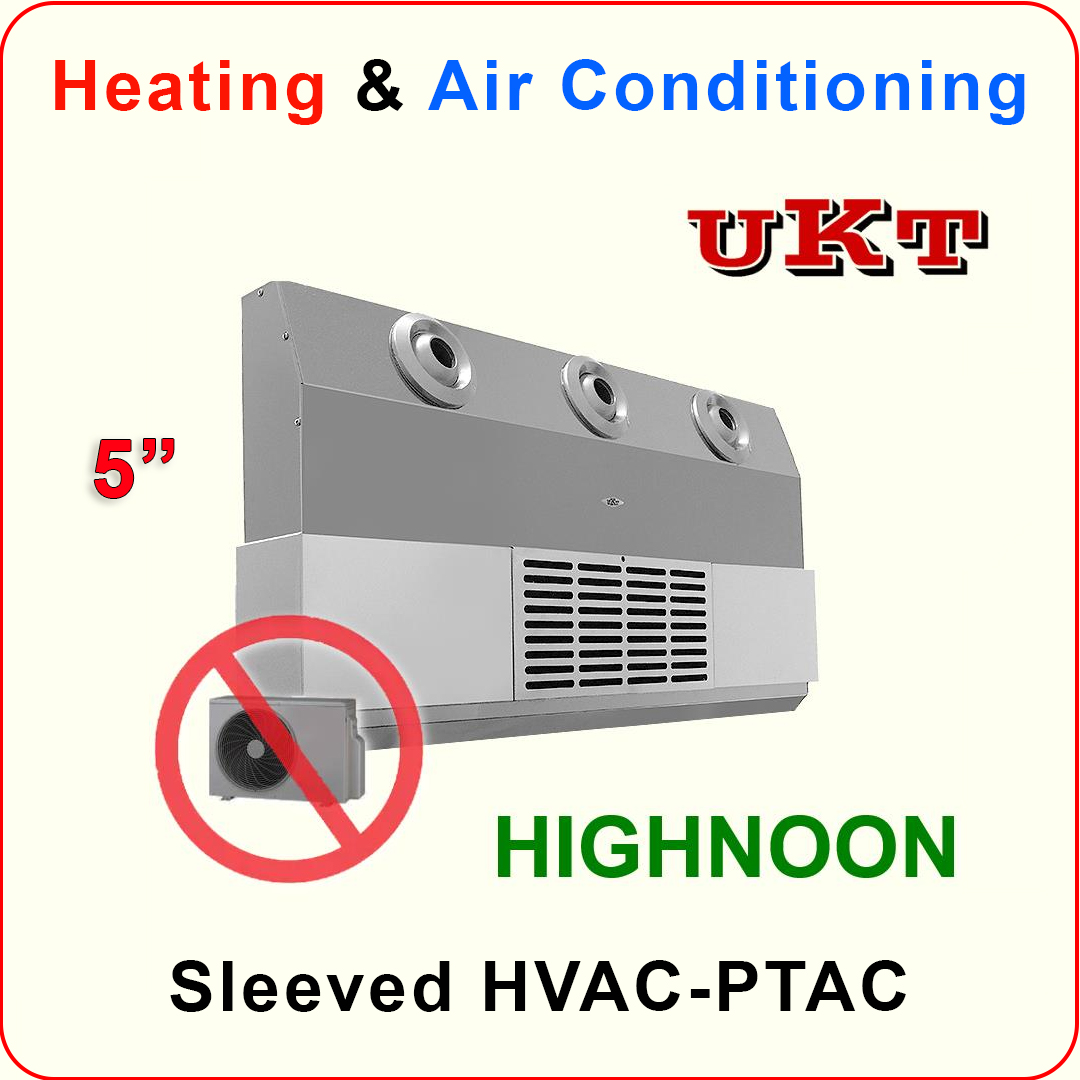 The PTAC SUPER-SLIM HIGHNOON model is a built-in air conditioner designed to occupy just 5 inches of interior space, while excelling in terms of performance and energy efficiency.