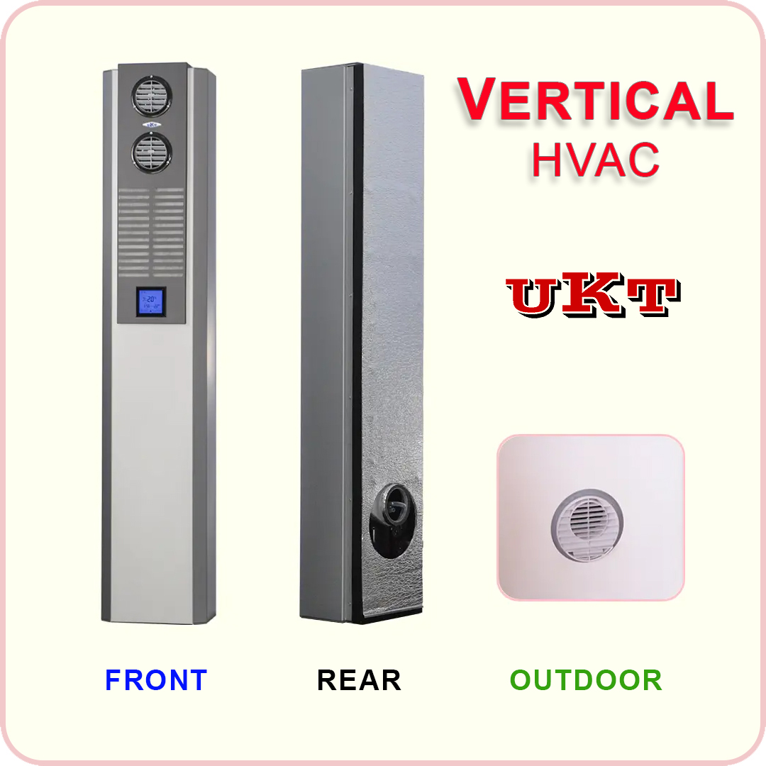 The UKT Vertical HVAC is a compact, full metal design, high-end , packaged air conditioner designed for interior installation which operated without the need for an outdoor unit, ideal for residential and commercial renovations. Utilizing proprietary 