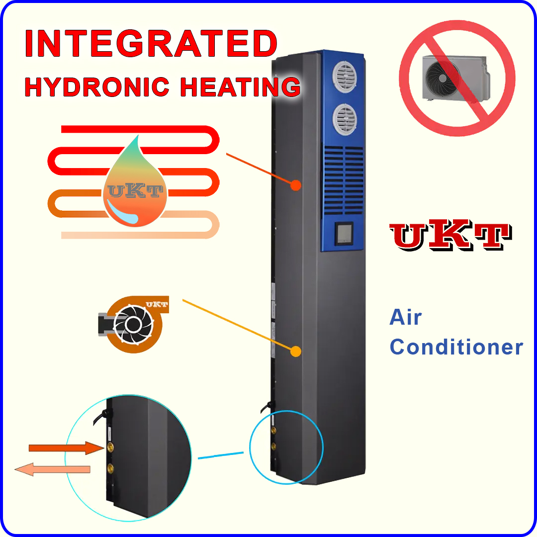 The UKT Vertical HVAC is a compact, full metal design, high-end , packaged air conditioner designed for interior installation which operated without the need for an outdoor unit, ideal for residential and commercial renovations. Utilizing proprietary 